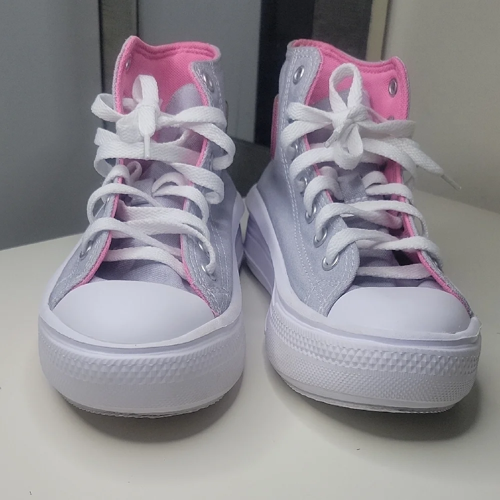 Converse Gray and Pink High-Top Sneakers Sz3